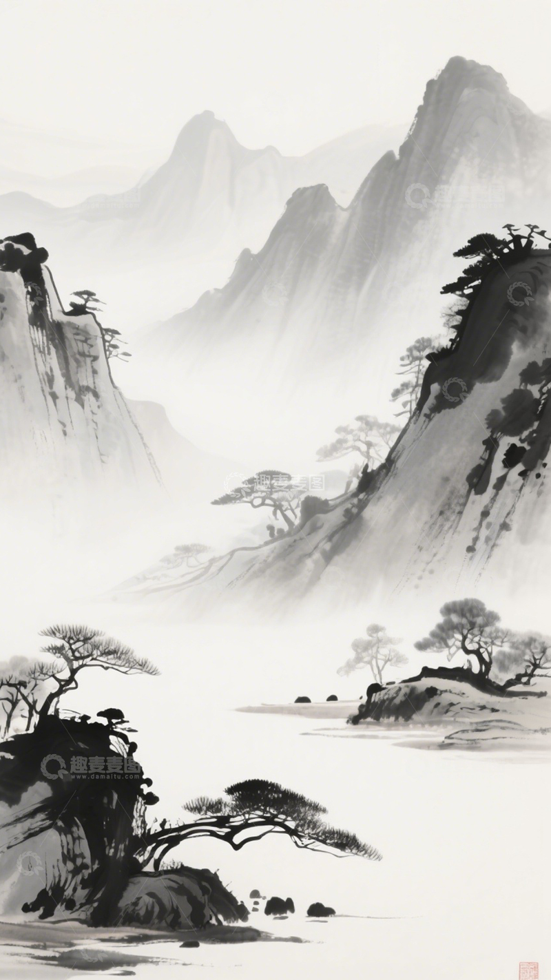 高清大图下载【趣麦麦图】水墨山水淡雅唯美2