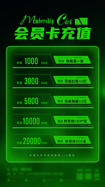 夜店会员充值海报