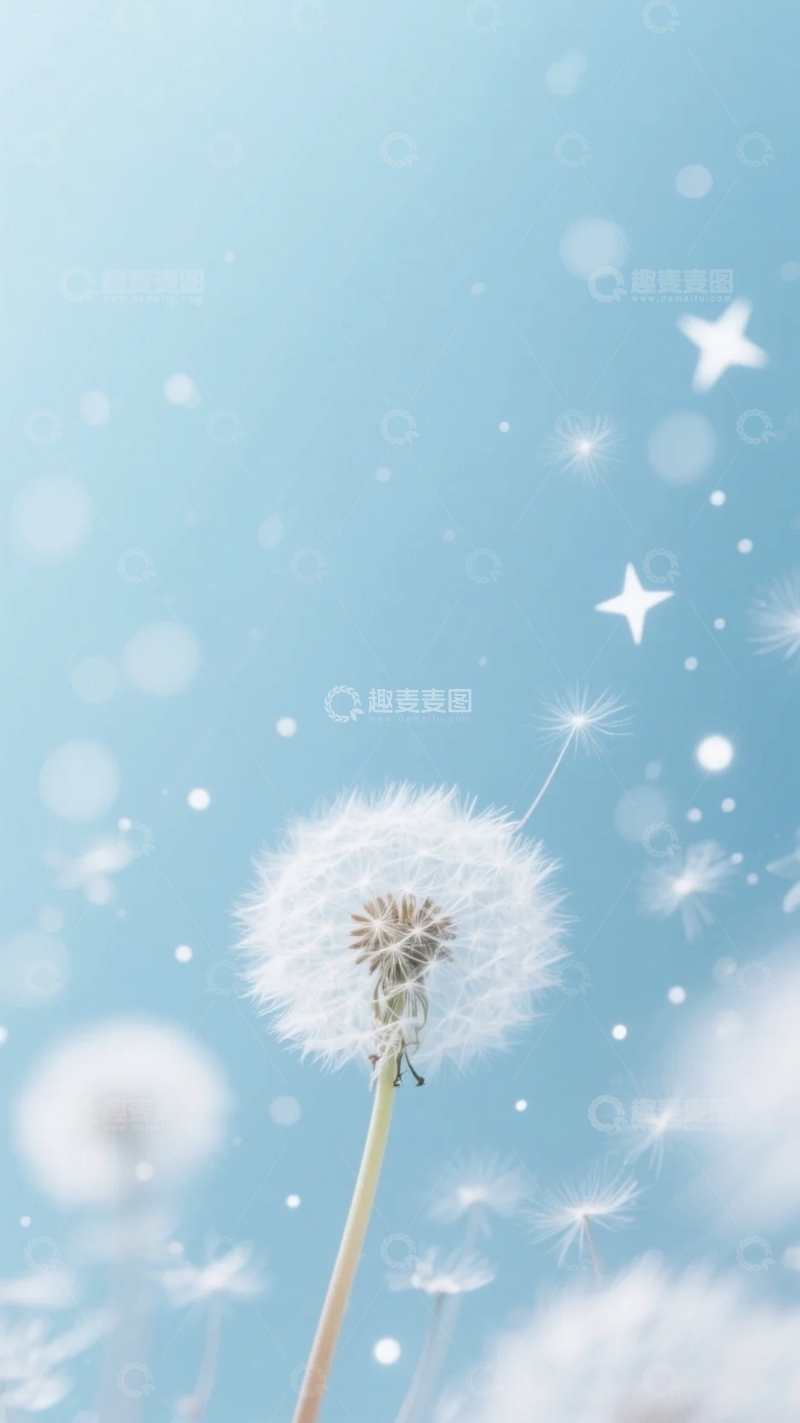 高清大图下载【趣麦麦图】梦幻蒲公英背景1