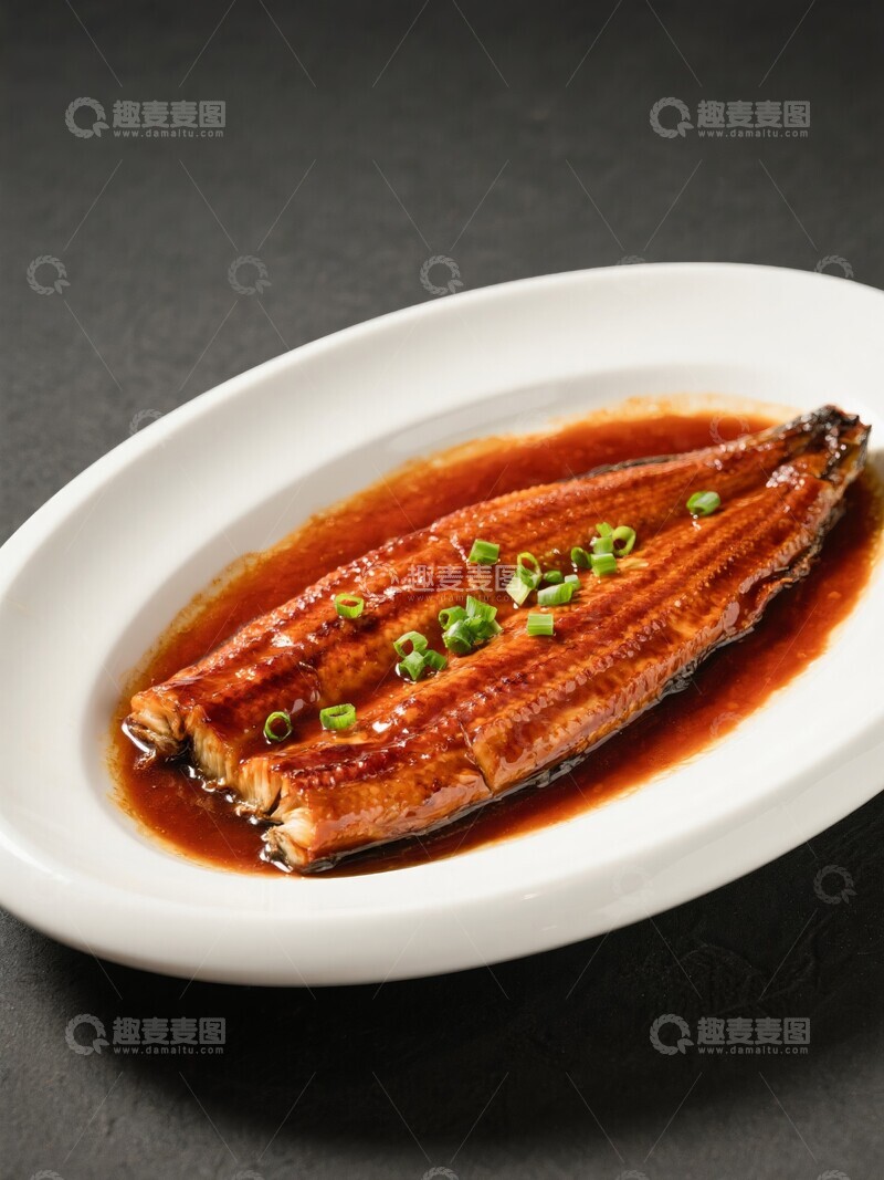 高清大图下载【趣麦麦图】照烧鳗鱼配葱花淋酱汁