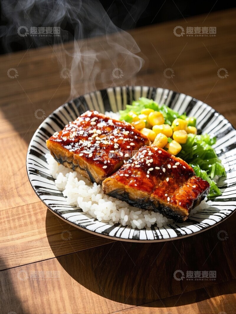 高清大图下载【趣麦麦图】一份日式鳗鱼饭料理
