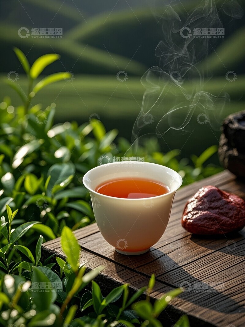 高清大图下载【趣麦麦图】-热茶倒入杯中蒸汽袅袅