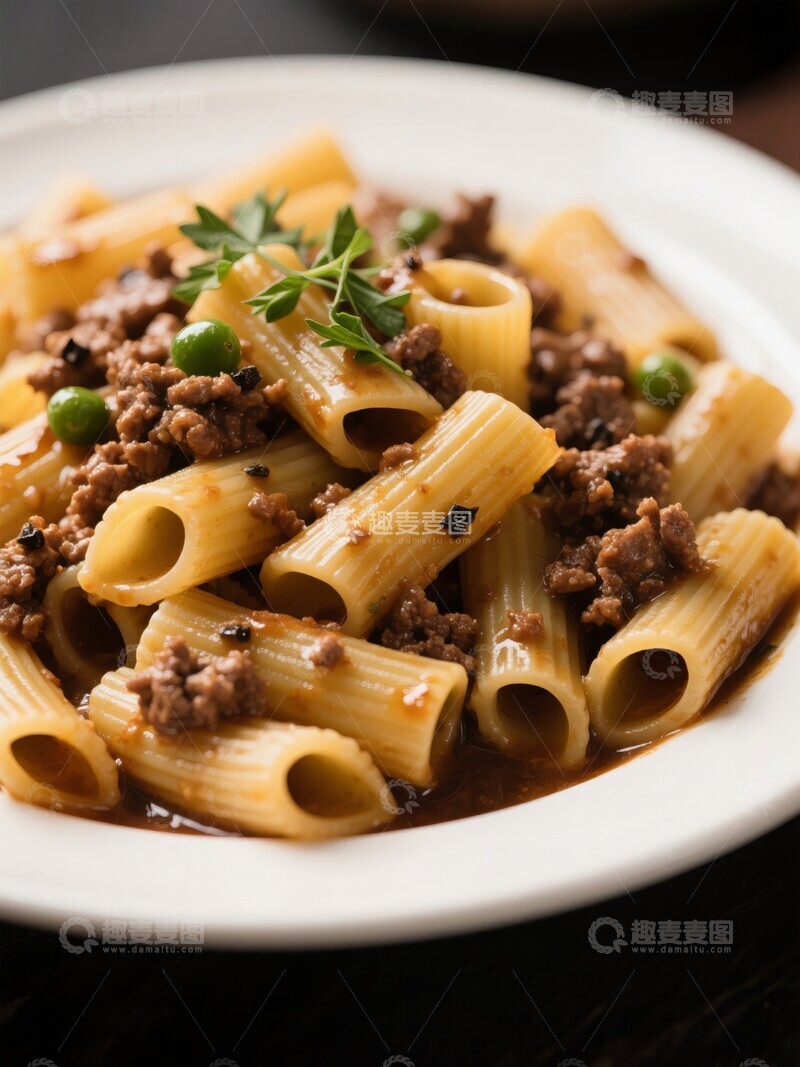 高清大图下载【趣麦麦图】意大利面配肉酱和香草