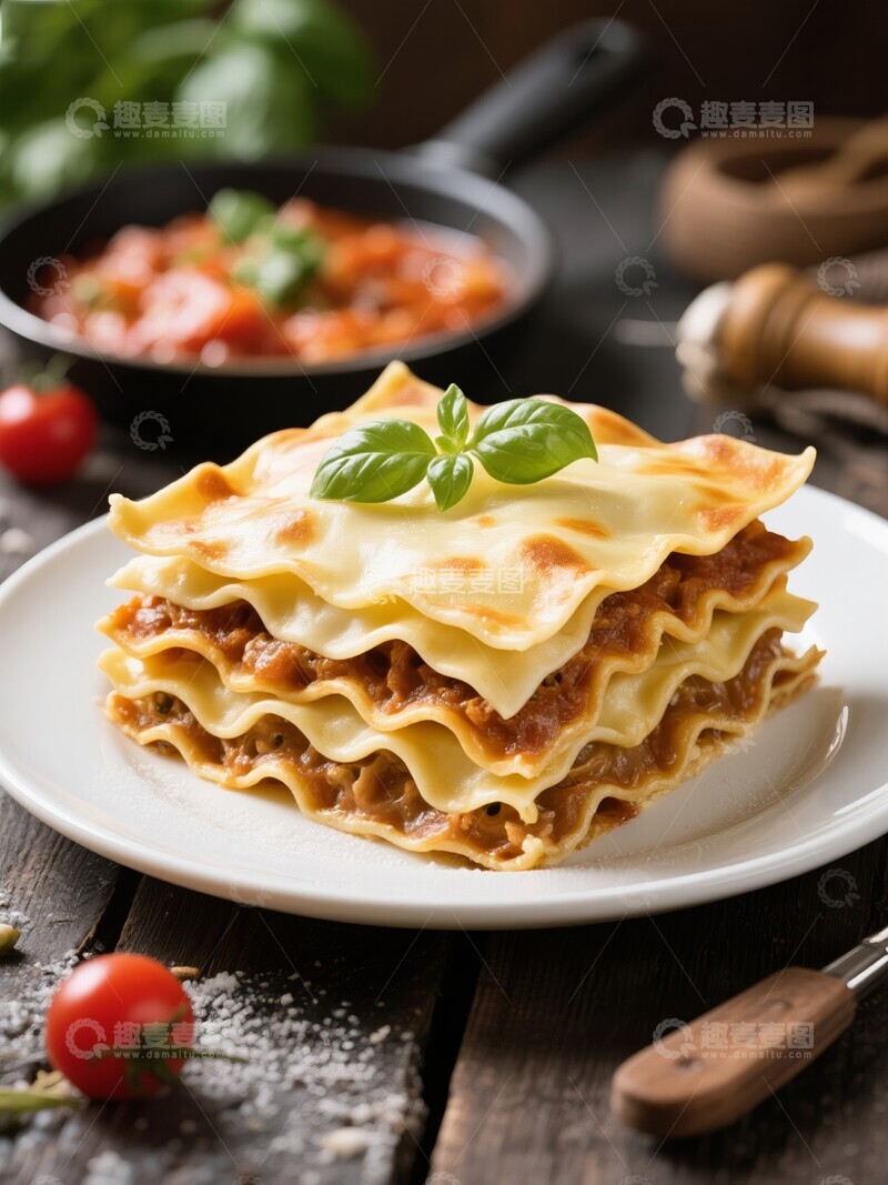 高清大图下载【趣麦麦图】经典意大利千层面配番茄酱