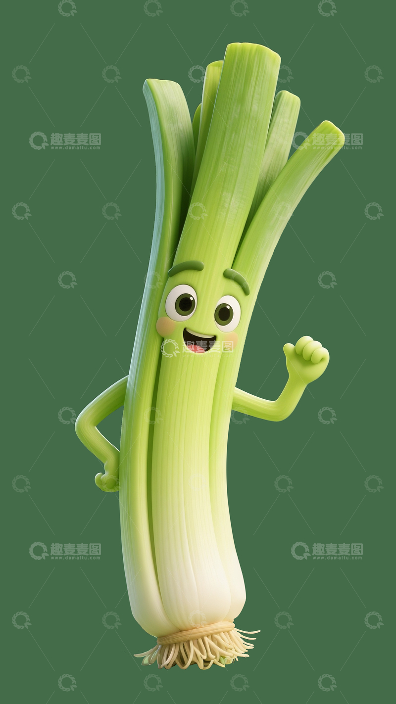 源文件下载【趣麦麦图】立体拟人韭菜