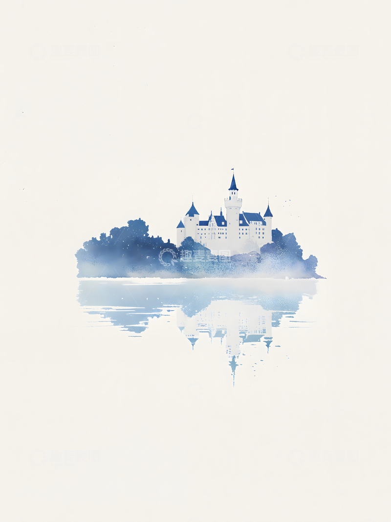 高清大图下载【趣麦麦图】水彩城堡旅游景色