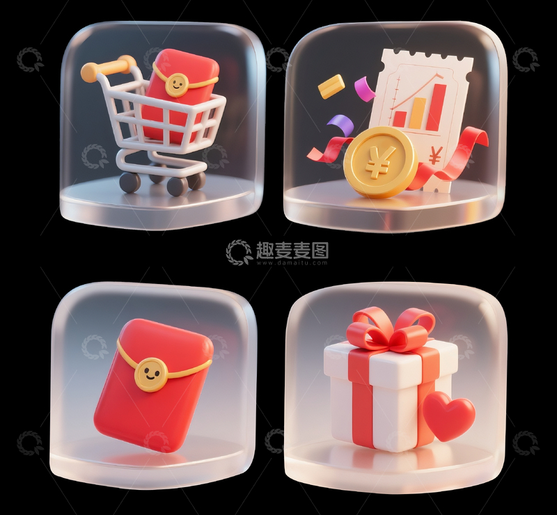 源文件下载【趣麦麦图】立体购物图标