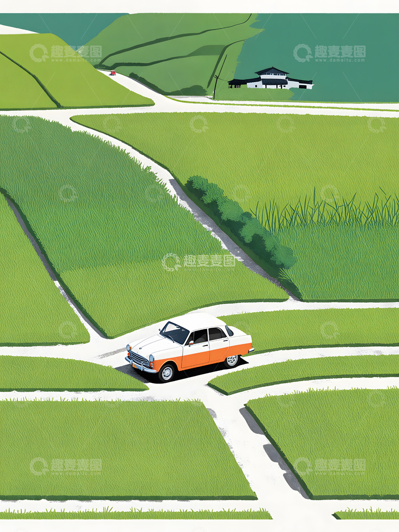 治愈插画乡间小路