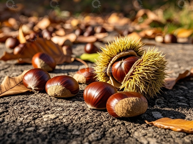 高清大图下载【趣麦麦图】秋天丰收的板栗4
