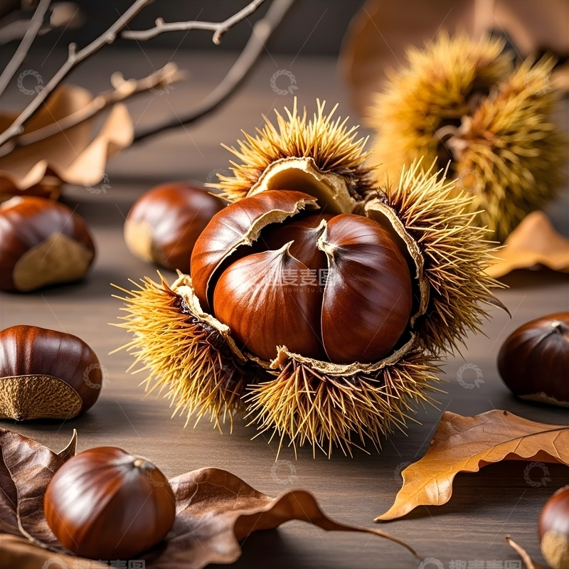 高清大图下载【趣麦麦图】秋天丰收的板栗7