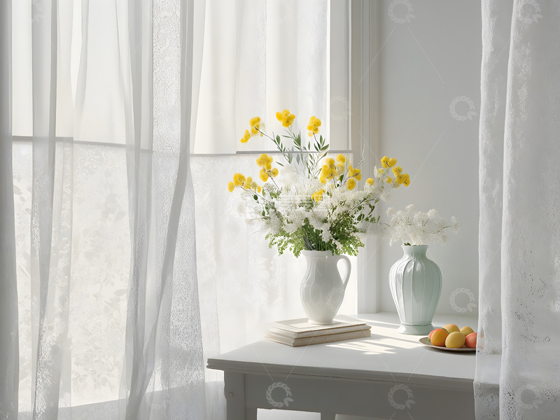 高清大图下载【趣麦麦图】法式窗台上的花瓶