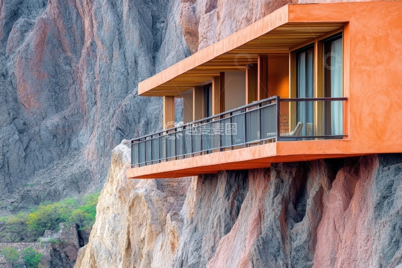 高清大图下载【趣麦麦图】悬崖上的建筑房屋