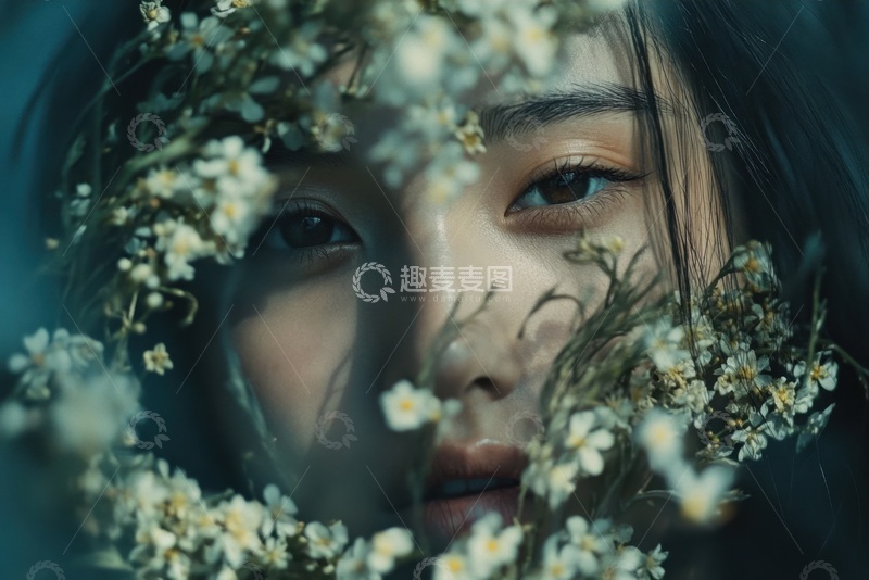 高清大图下载【趣麦麦图】鲜花和少女摄影