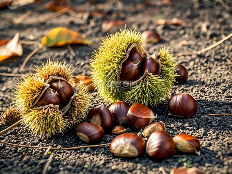 高清大图下载【趣麦麦图】秋天丰收的板栗2