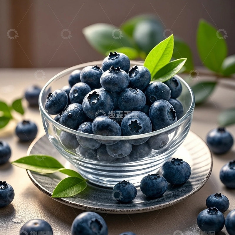 高清大图下载【趣麦麦图】盘子里的蓝莓4