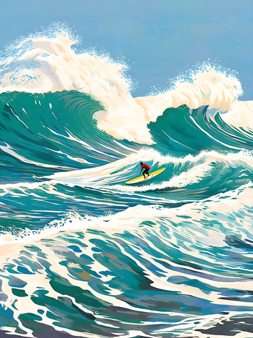 插画风浪涌人跃