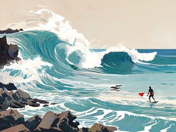 肌理感冲浪剪影