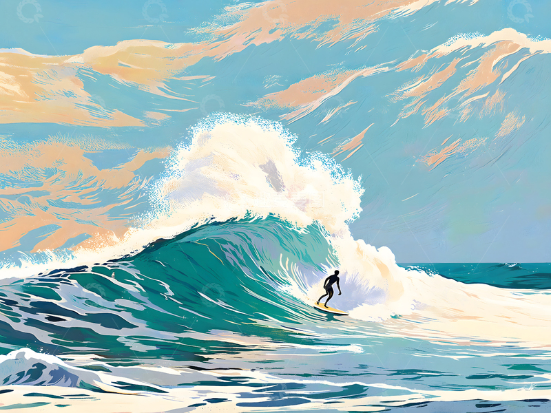 高清大图下载【趣麦麦图】肌理感踏浪而行