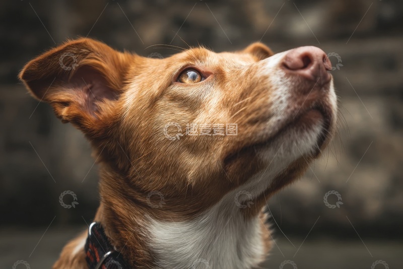 高清大图下载【趣麦麦图】仰望天空的狗狗