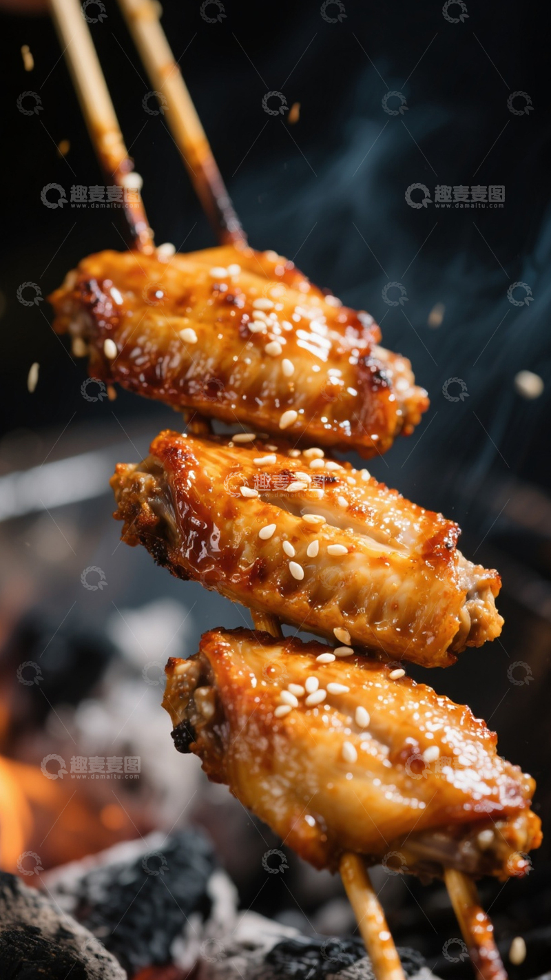 高清大图下载【趣麦麦图】香喷喷的烧烤鸡翅
