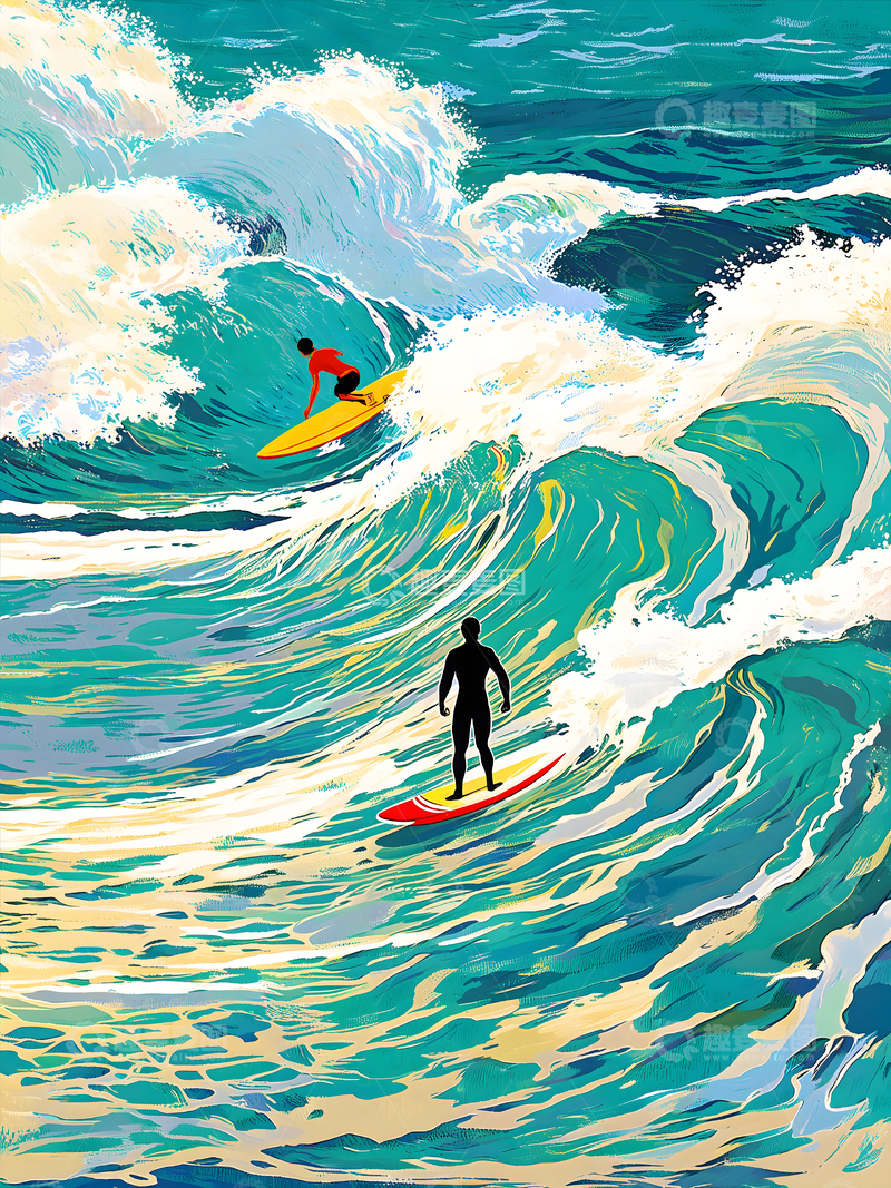 高清大图下载【趣麦麦图】夏日冲浪达人