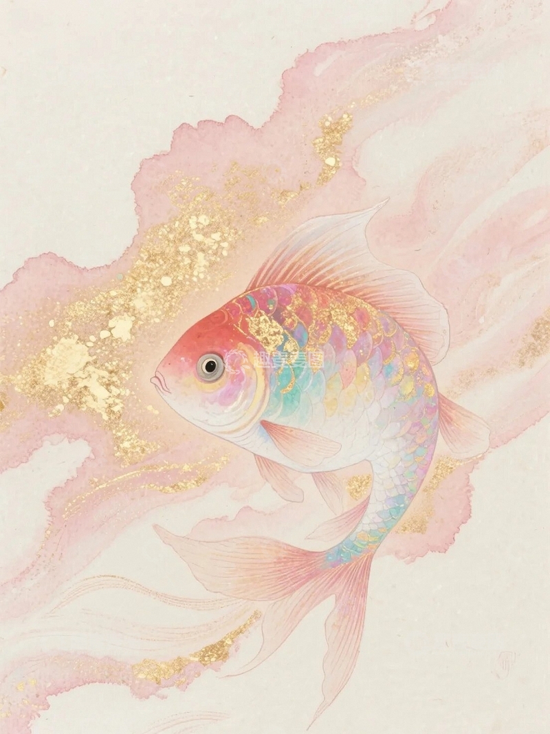 高清大图下载【趣麦麦图】金粉鲤鱼背景1