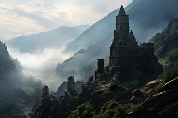 山林里高耸的石柱石块