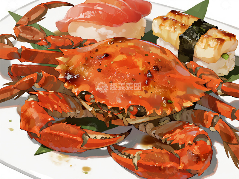 高清大图下载【趣麦麦图】漫画插画大闸蟹6