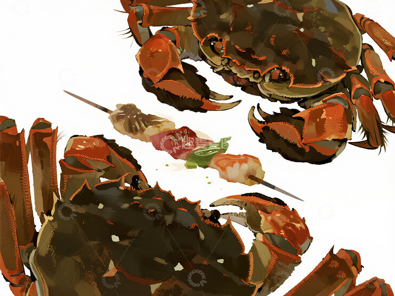高清大图下载【趣麦麦图】漫画插画大闸蟹11