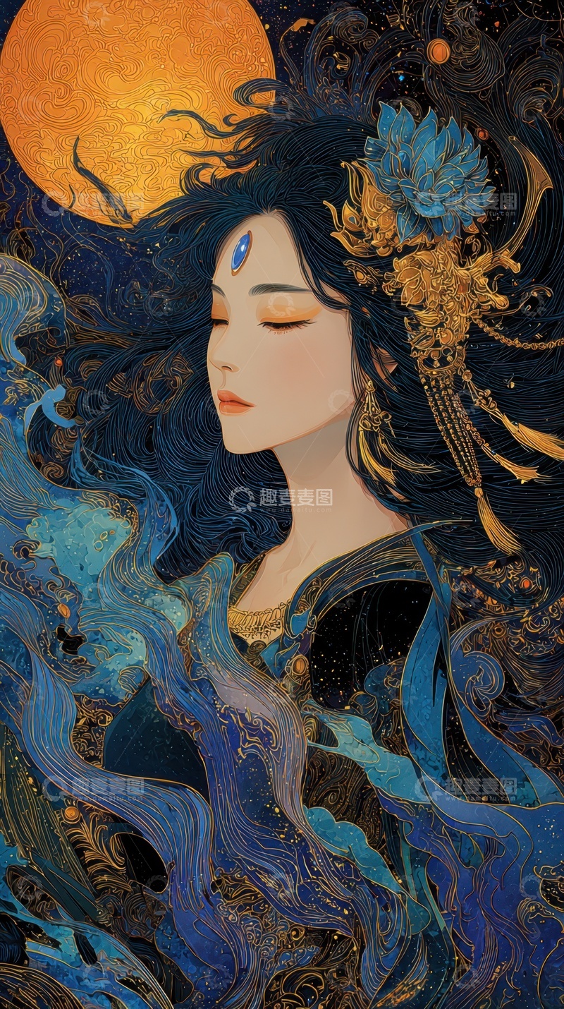 高清大图下载【趣麦麦图】手绘神女画像