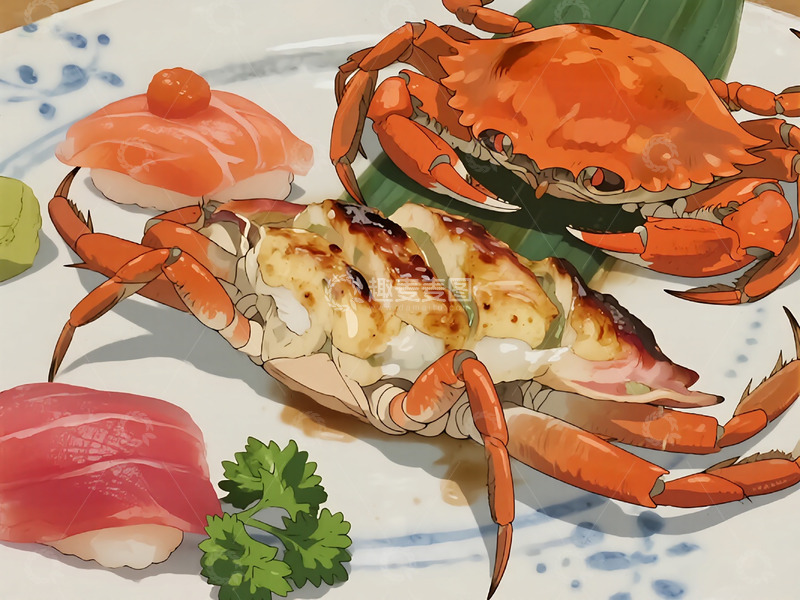 高清大图下载【趣麦麦图】漫画插画大闸蟹8