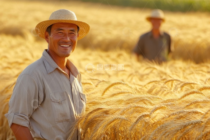 高清大图下载【趣麦麦图】站在麦田里的农民