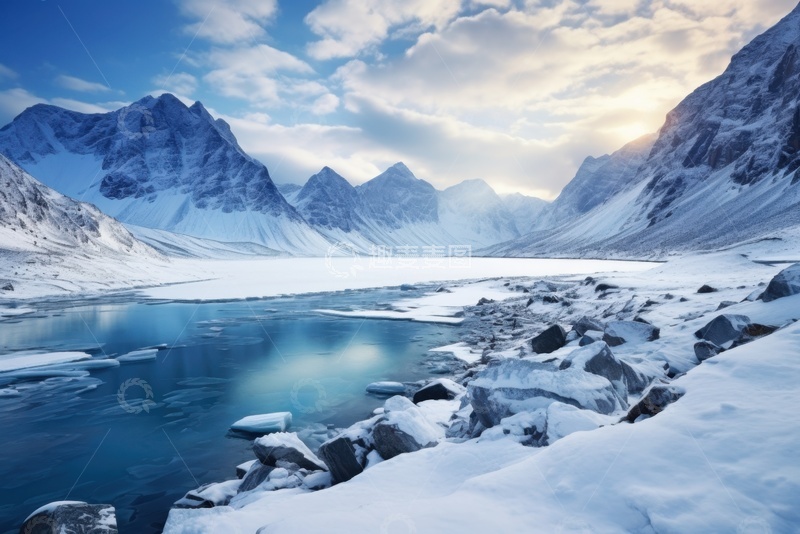 高清大图下载【趣麦麦图】雪山河流自然风景