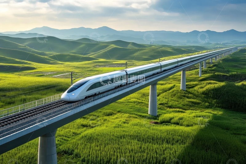 高清大图下载【趣麦麦图】高架桥上行驶的高铁