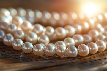 放在桌面上的珍珠项链