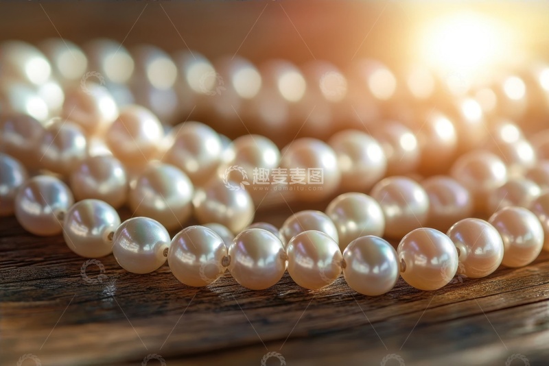 高清大图下载【趣麦麦图】放在桌面上的珍珠项链