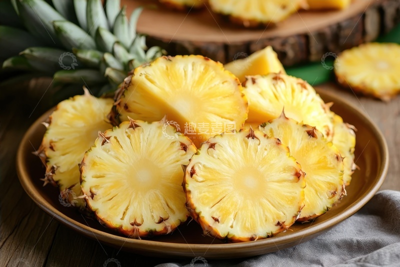 高清大图下载【趣麦麦图】一盘切片的菠萝