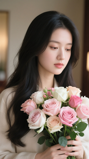 长发女生医美模特人像摄影