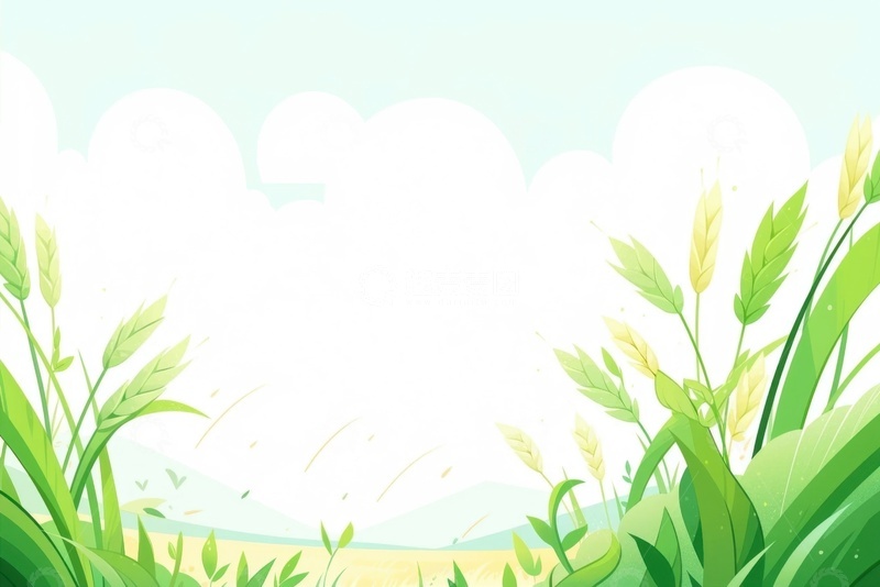 手绘麦穗边框背景