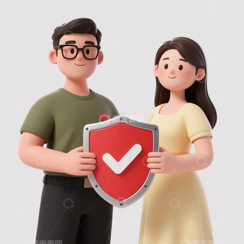源文件下载【趣麦麦图】拿着盾牌的夫妻