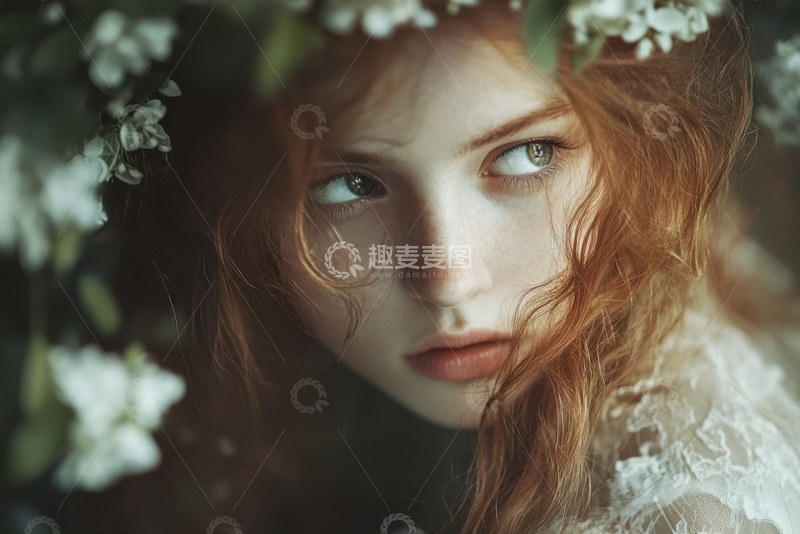 高清大图下载【趣麦麦图】美丽的花中少女