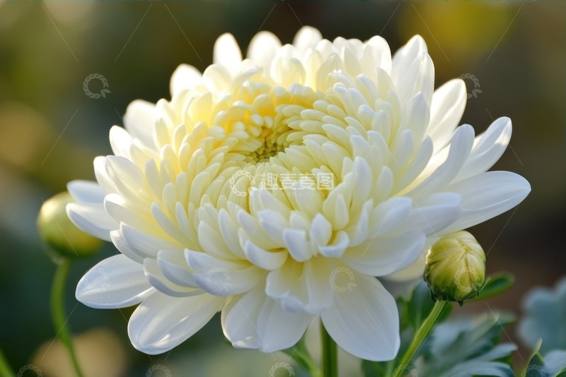 高清大图下载【趣麦麦图】白色的千瓣菊花特写