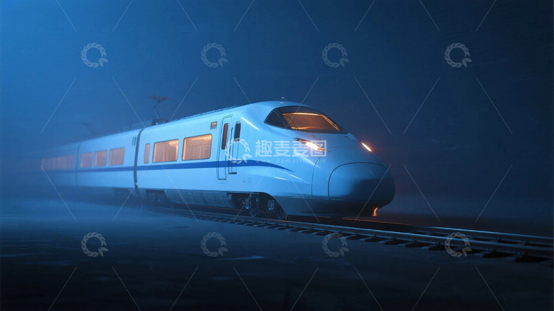 高清大图下载【趣麦麦图】夜色中行驶的动车4