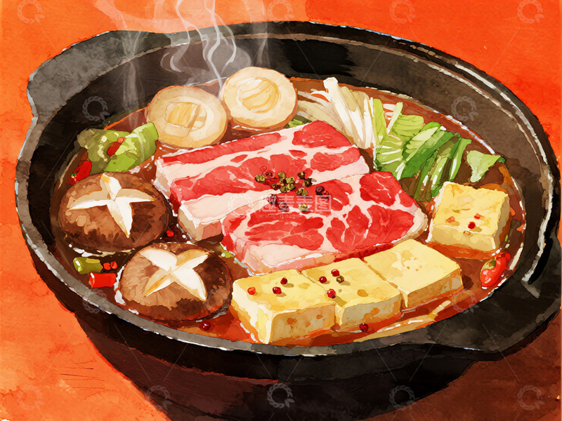 高清大图下载【趣麦麦图】麻辣牛肉面插画3