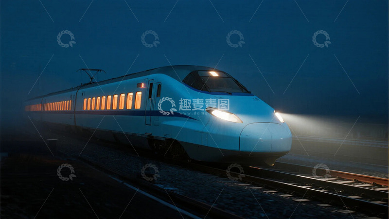 高清大图下载【趣麦麦图】夜色中行驶的动车6