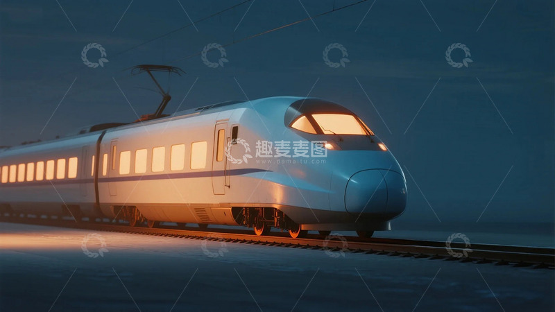 高清大图下载【趣麦麦图】夜色中行驶的动车2