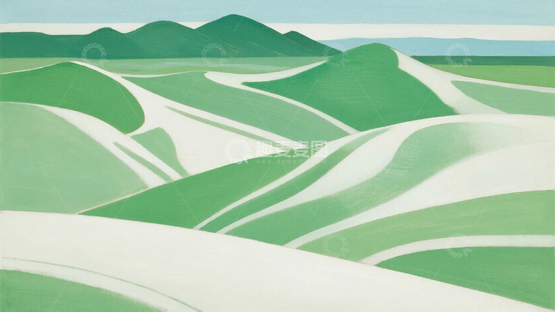 高清大图下载【趣麦麦图】简约彩绘山脉背景3