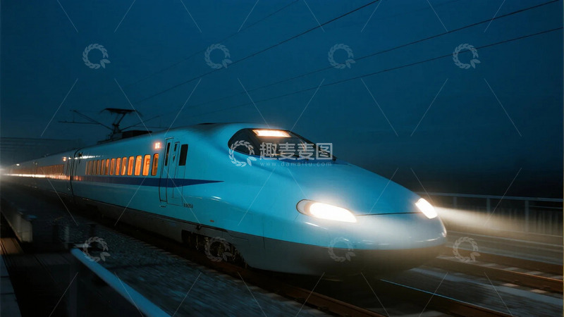 高清大图下载【趣麦麦图】夜色中行驶的动车5