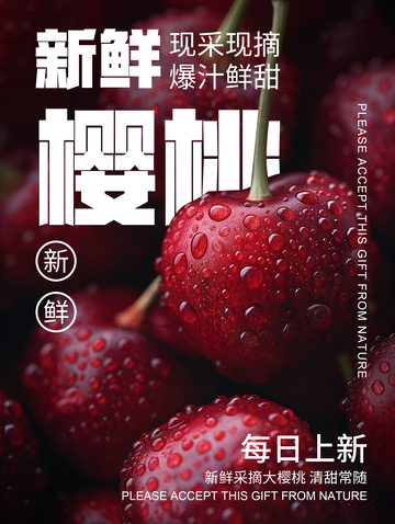 简约樱桃水果海报