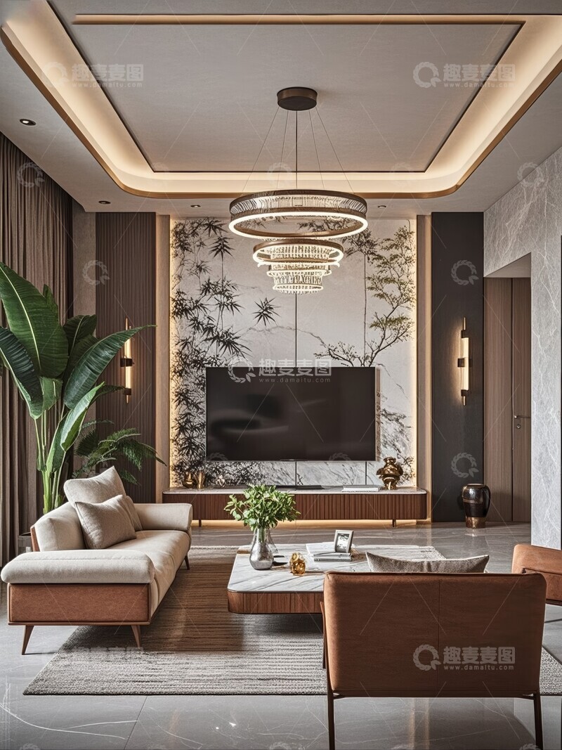 高清大图下载【趣麦麦图】现代客厅设计温馨舒适氛围